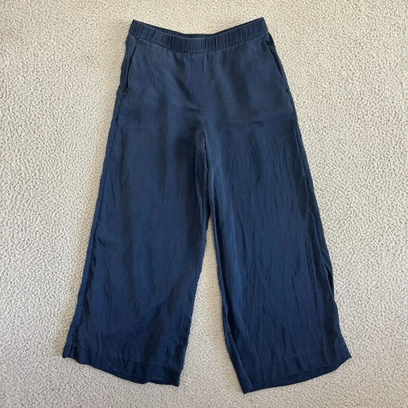 Theory Womens Silk Wide Leg Pants Flowy Pull On Cropped - Picture 11 of 16